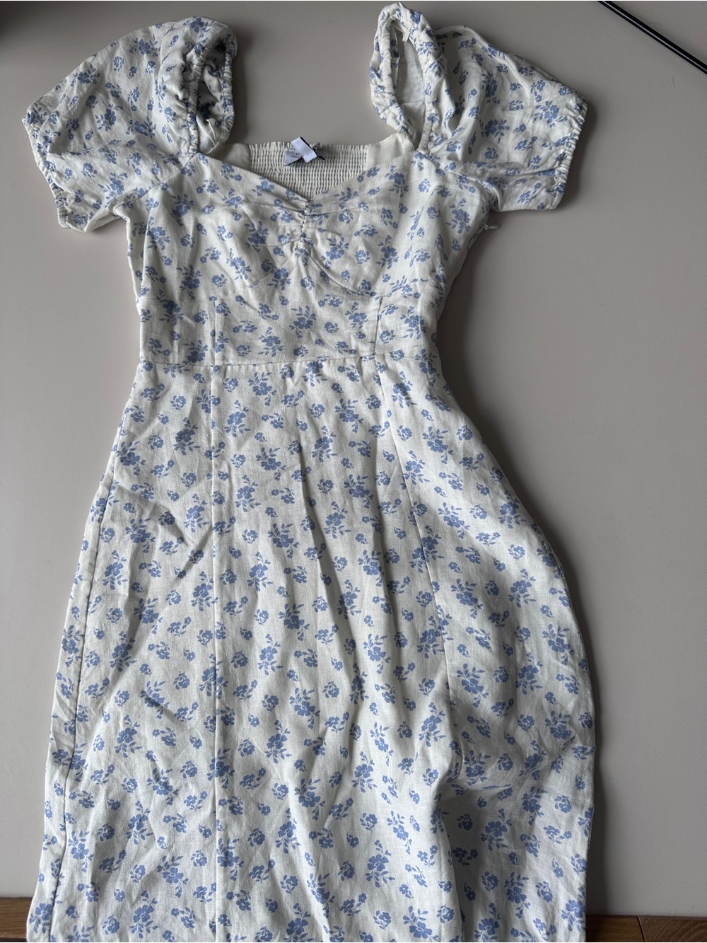 & Other Stories Cream Dress with Blue Floral Print